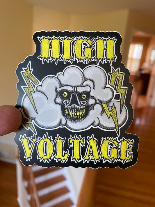 High voltage skull sticker lighting thunder cloud sticker