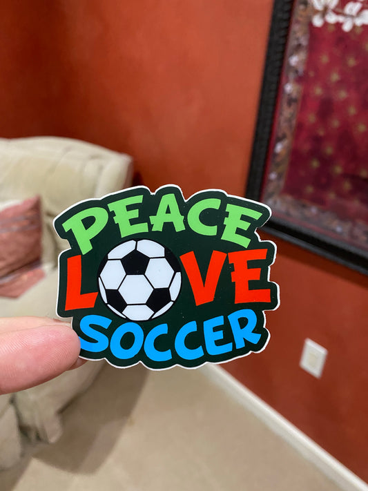 Peace love soccer sticker girls rule - 4 stars futbol