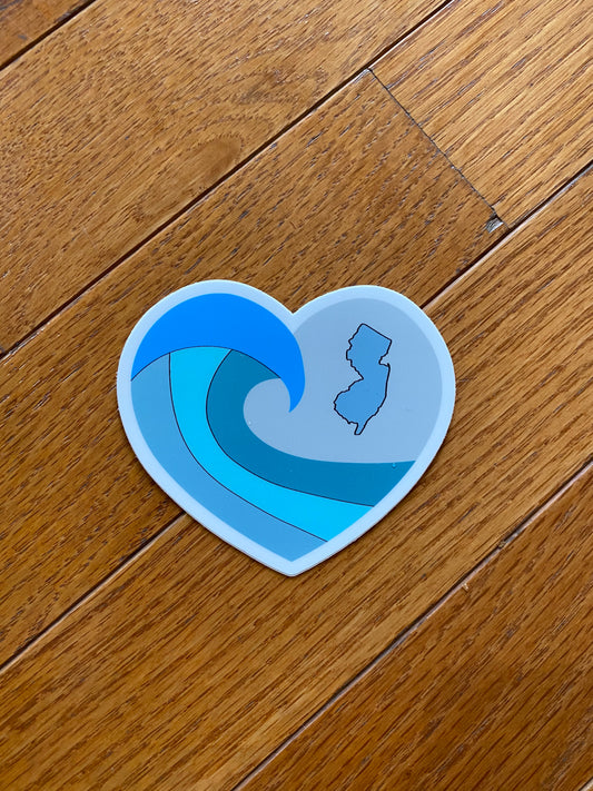 Heart surf NJ wave sticker - surf local local shop local