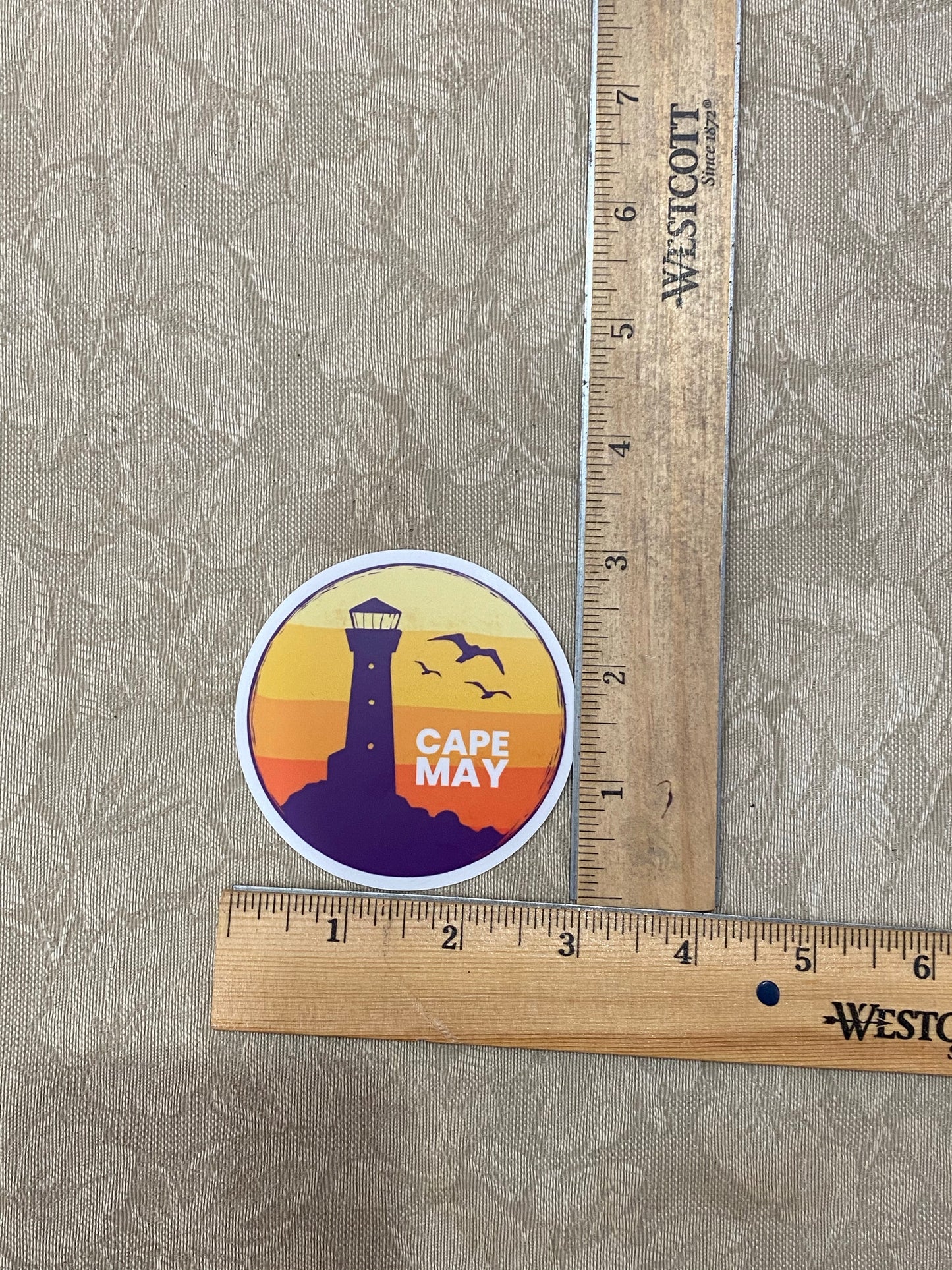 Cape May NJ lighthouse sticker - Jersey shore diamond beach wildwood whale watching