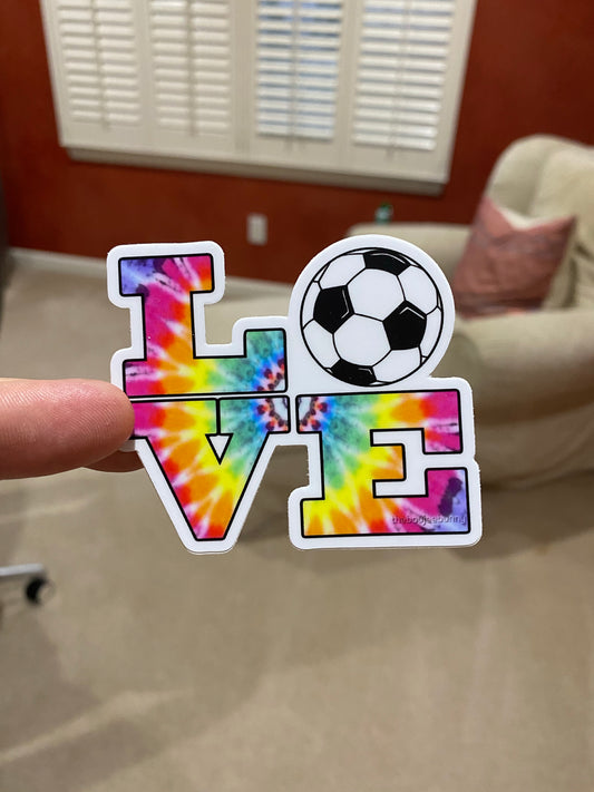 Love tie dye soccer sticker girls rule - 4 stars futbol