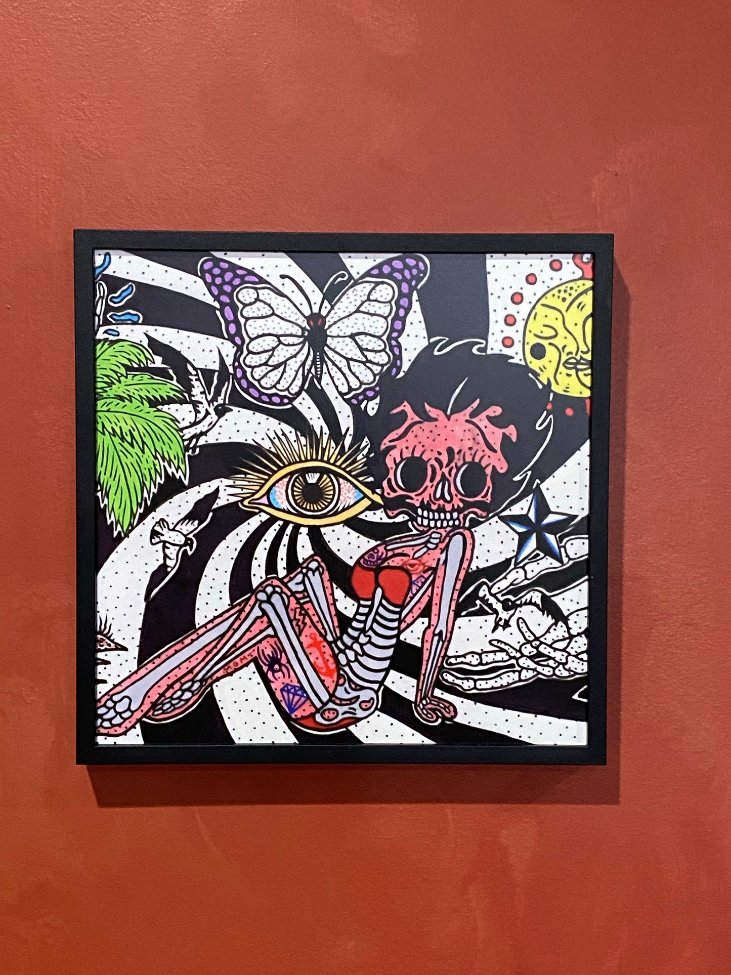 Modern art of cartoon queen Betty Boop 8x8  - Betty Boop skull art