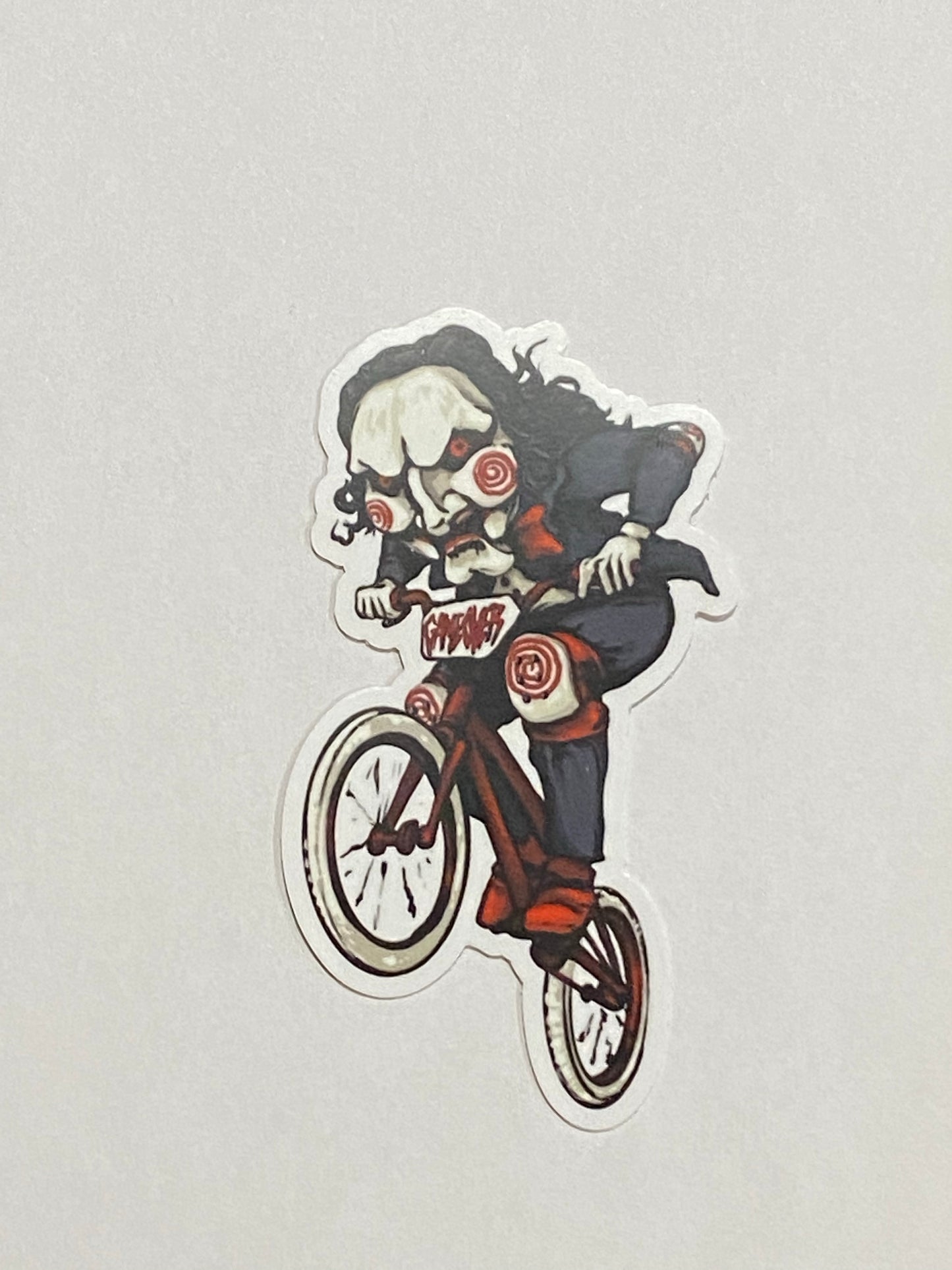 Saw BMX  riding sticker - saw inspired horror BMX sticker