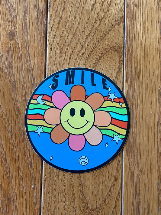 SMILE flower sticker - flower rainbow sticker