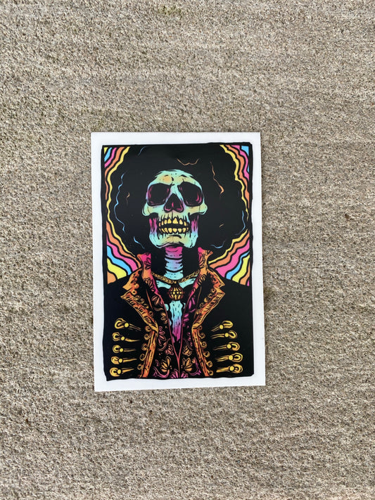 Jimi Hendrix psychedelic skull sticker - purple haze