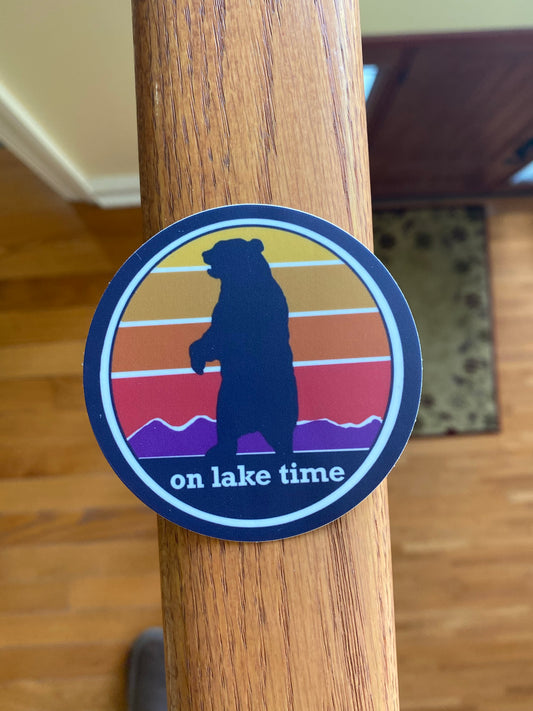 On LAKE Time  sticker - Ozarks lake George bears mountains boating