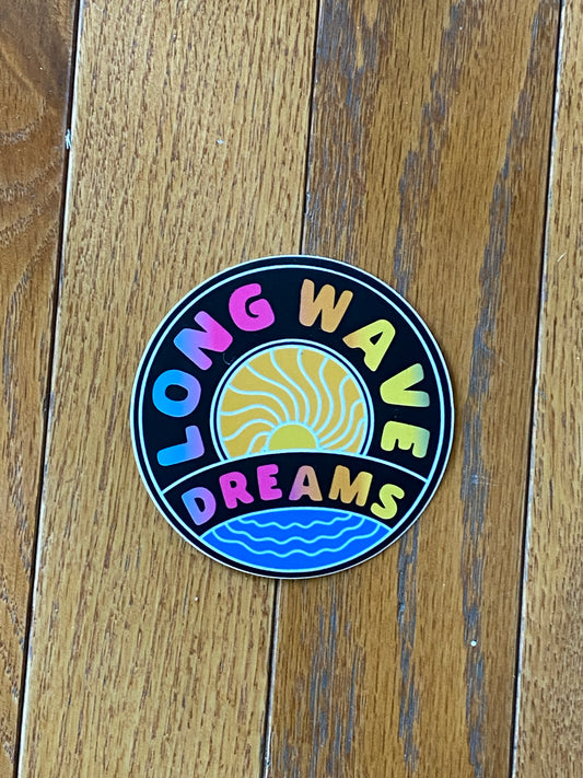 Long wave dreams -  surf logo sticker - skull sticker long wave dreams surf sticker