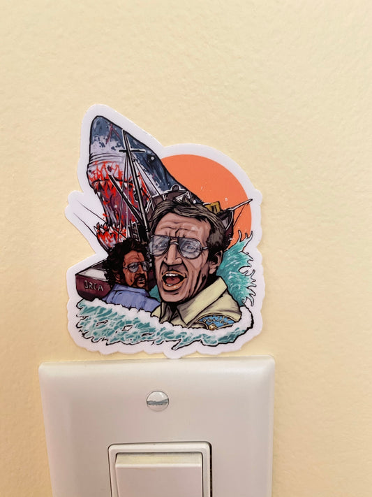 Jaws shark week sticker - Amity island Marty and hooper tribute sticker