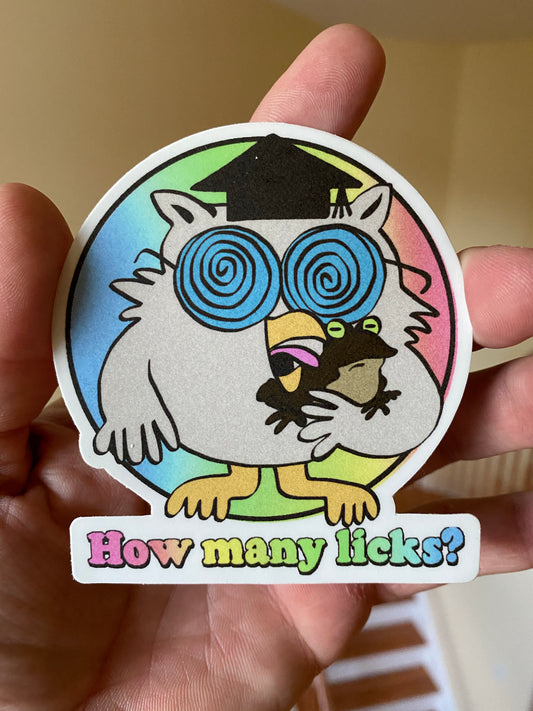 Psychedelic owl and frog sticker how many licks owl sticker frog sticker