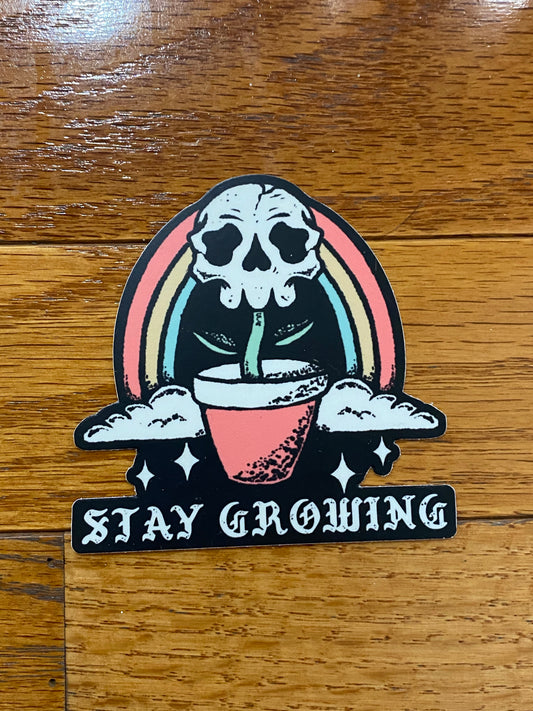 Skull flower potstay growing -  vinyl sticker  - New Jersey beach house