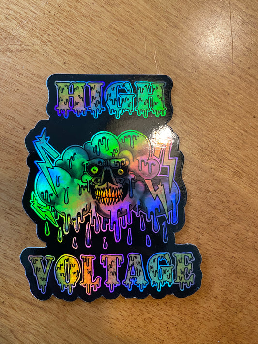 Holographic drip High voltage skull sticker lighting thunder cloud sticker