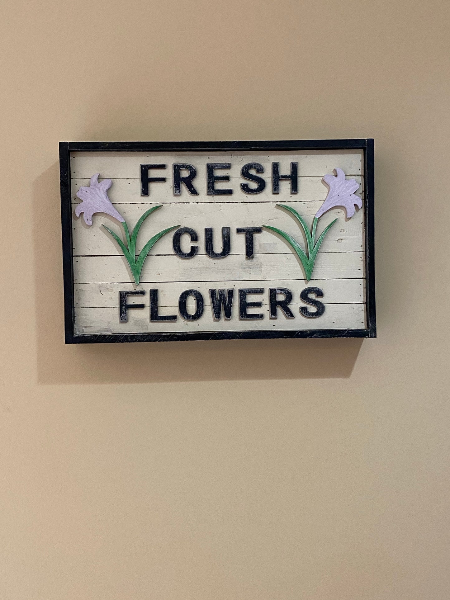 Fresh cut flower sign hide secret items in the back - think spring hidden compartment sign Security