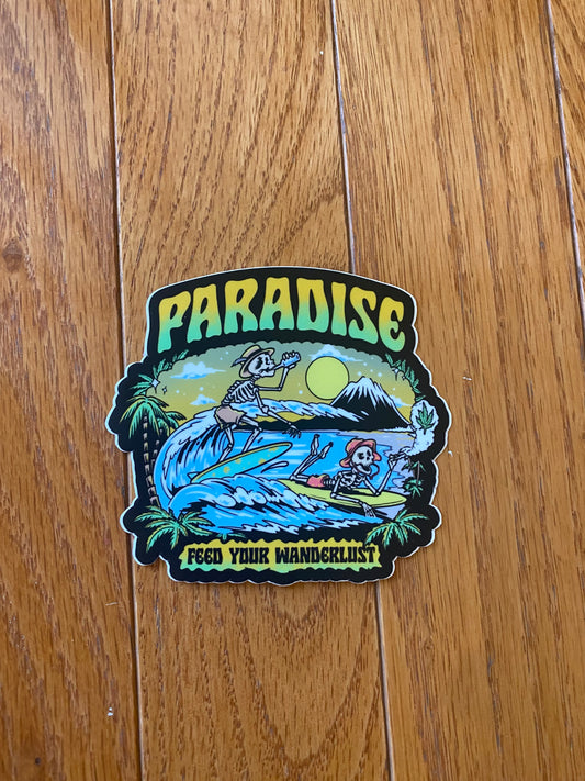 Paradise wanderlust  vinyl sticker 3x3 original design - beach summer trending sticker cute