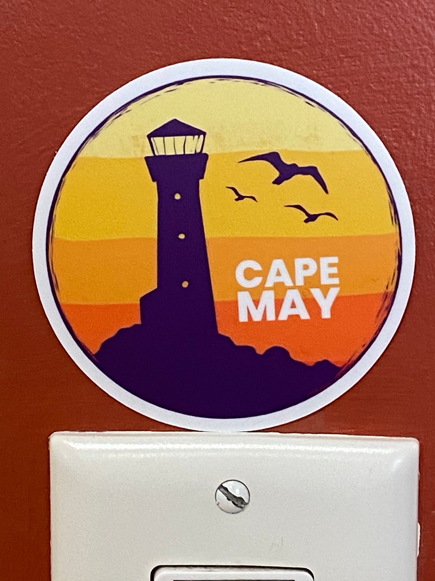 Cape May NJ lighthouse sticker - Jersey shore diamond beach wildwood whale watching