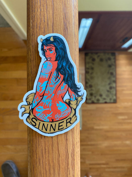 Sexy lady devil tattoo 7 sins sticker 4 x 3! Not today satan