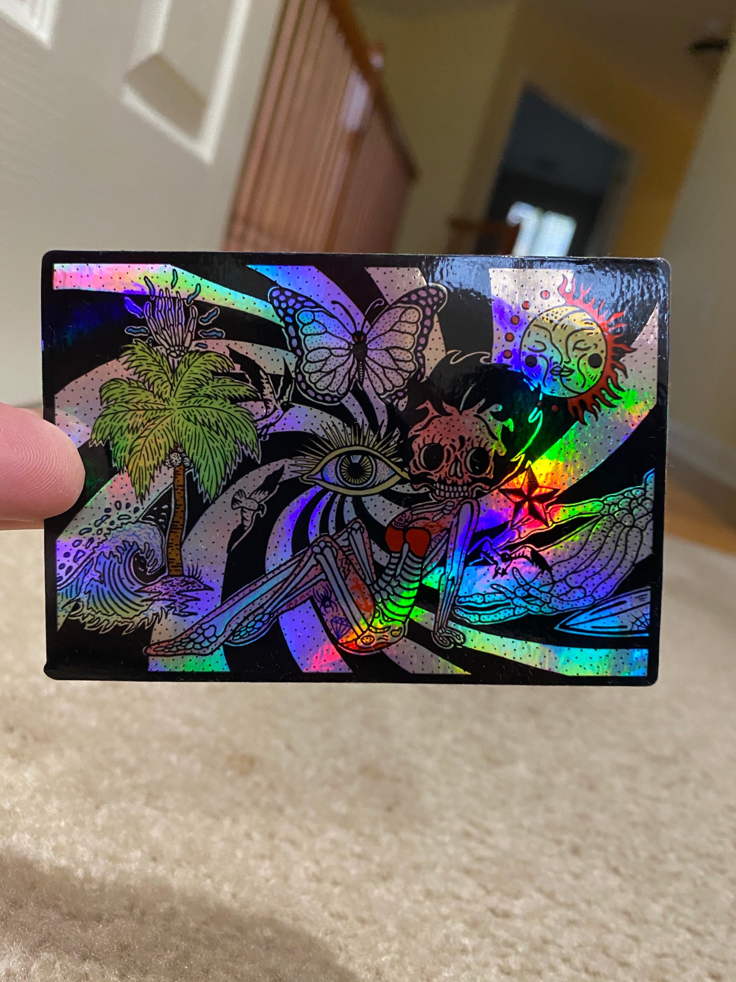 Holographic Skull Betty Boop inspired sticker  - Betty Boop skull art