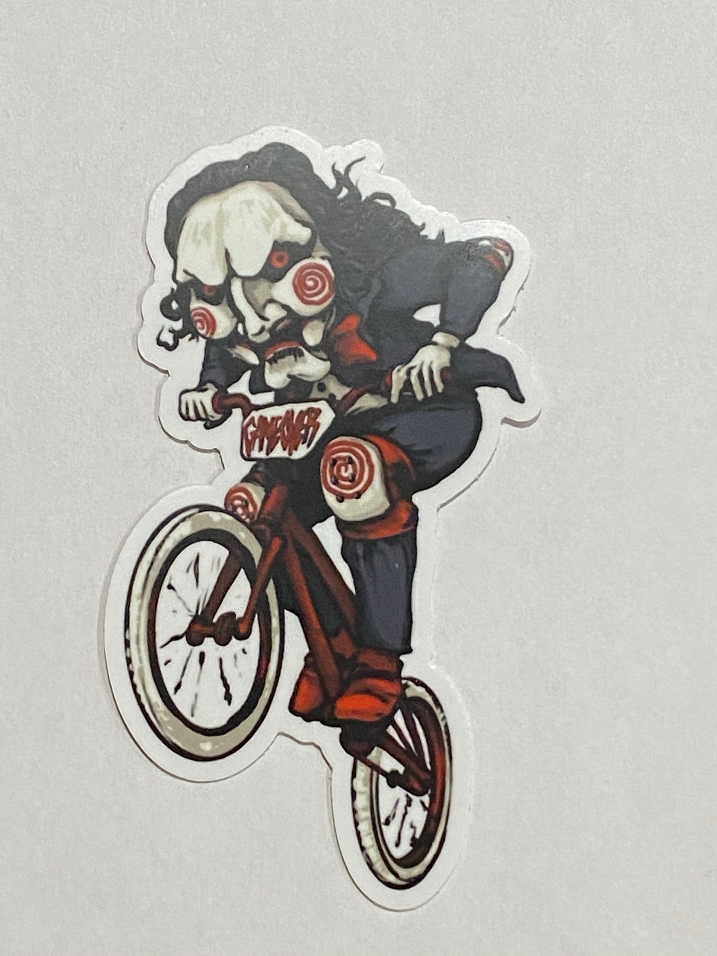 Saw BMX  riding sticker - saw inspired horror BMX sticker