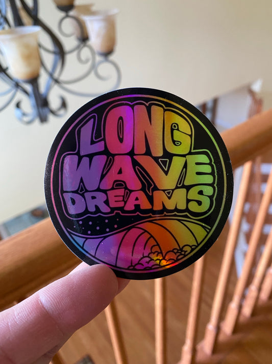 long wave dreams, surf sticker 