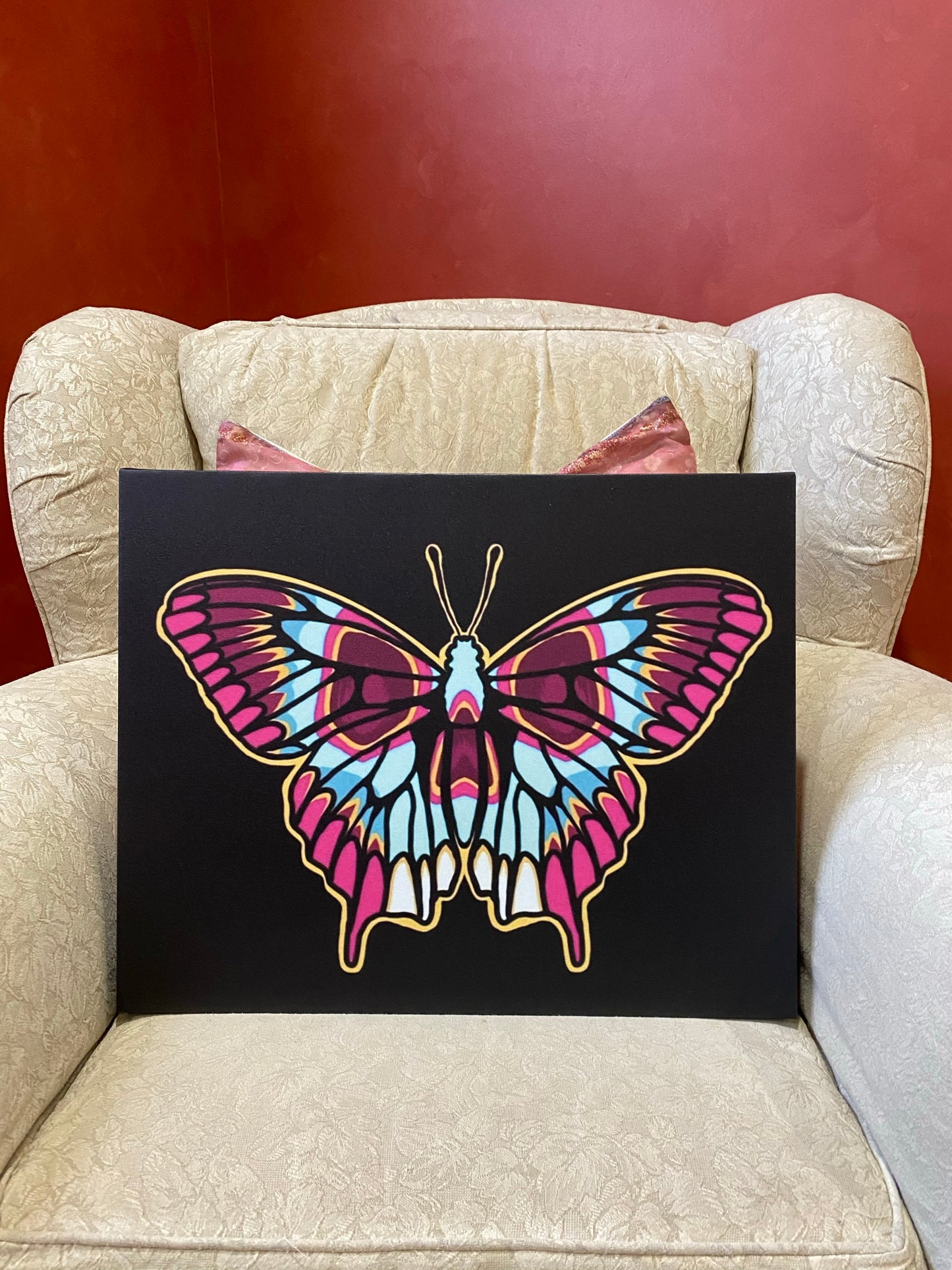 Butterfly skull canvas print - monarch butterflies - butterfly art