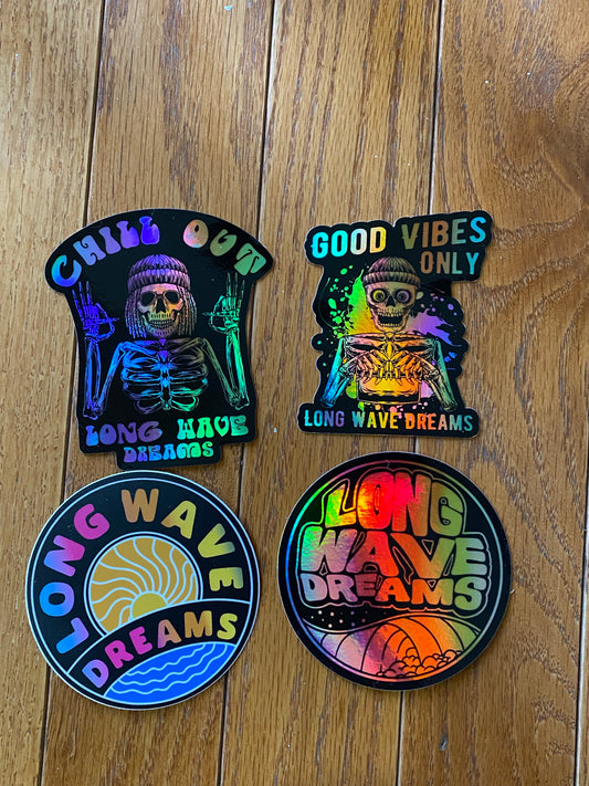 long wave dreams, surf sticker pack