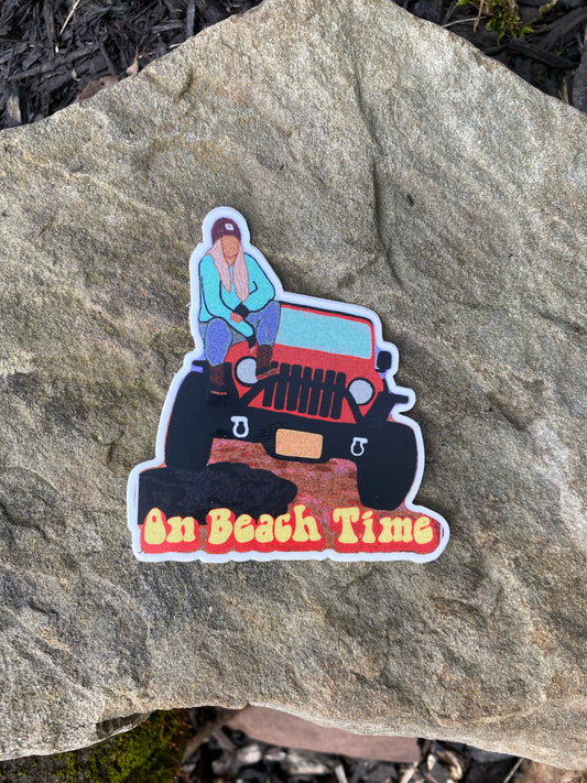 jeep girl sticker beach time 