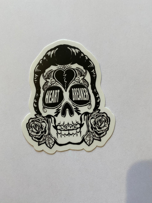 The king skull heart breaker sticker - Elvis Rock n roll Nashville TN