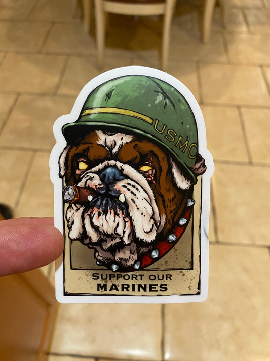 USMC support our troops - semper fi always faithful sticker - bulldog usmc