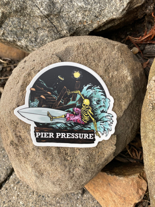 Pier pressure color surfing sticker - Huntington Beach California Malibu New Jersey