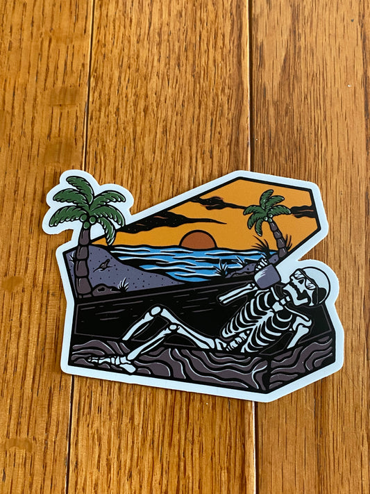 Skull in Coffin sticker - skull art