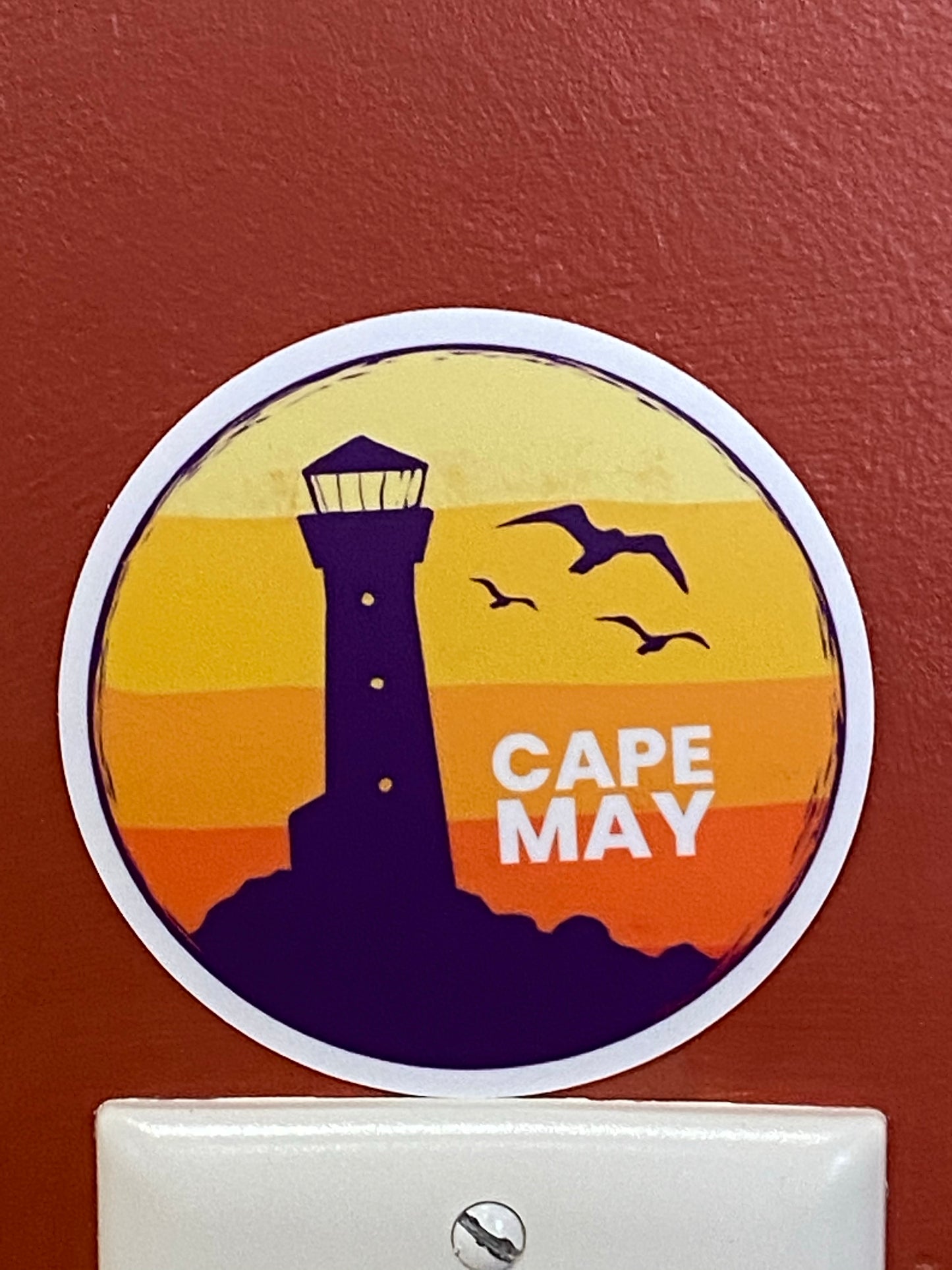 Cape May NJ lighthouse sticker - Jersey shore diamond beach wildwood whale watching