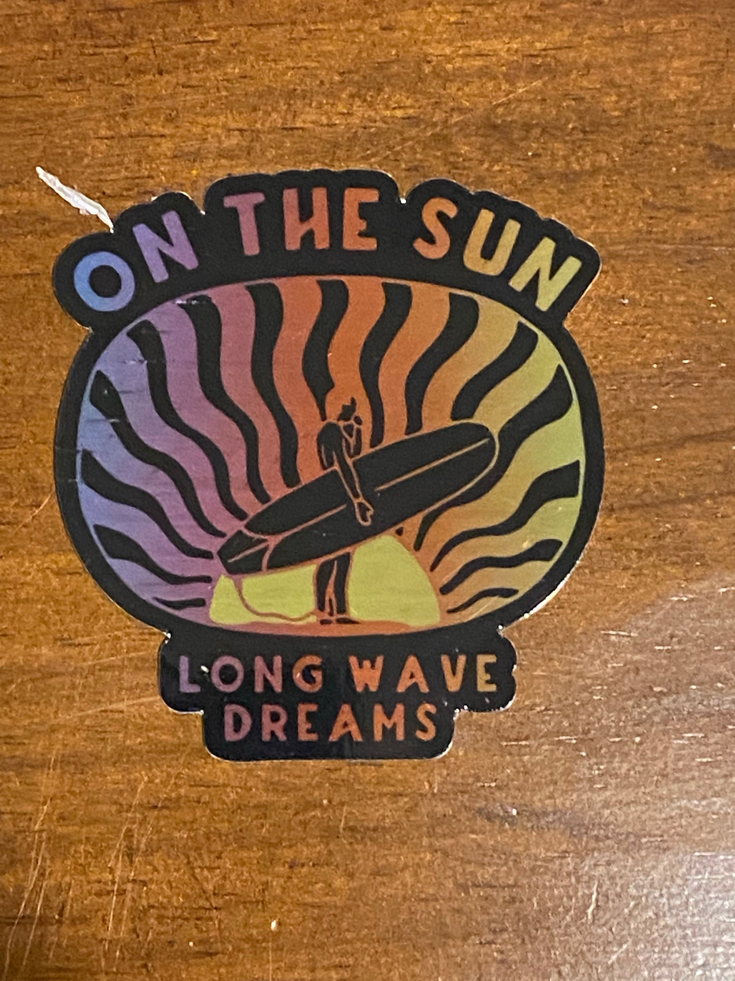 On the Sun - holographic surf sun sticker long wave dreams skull sticker