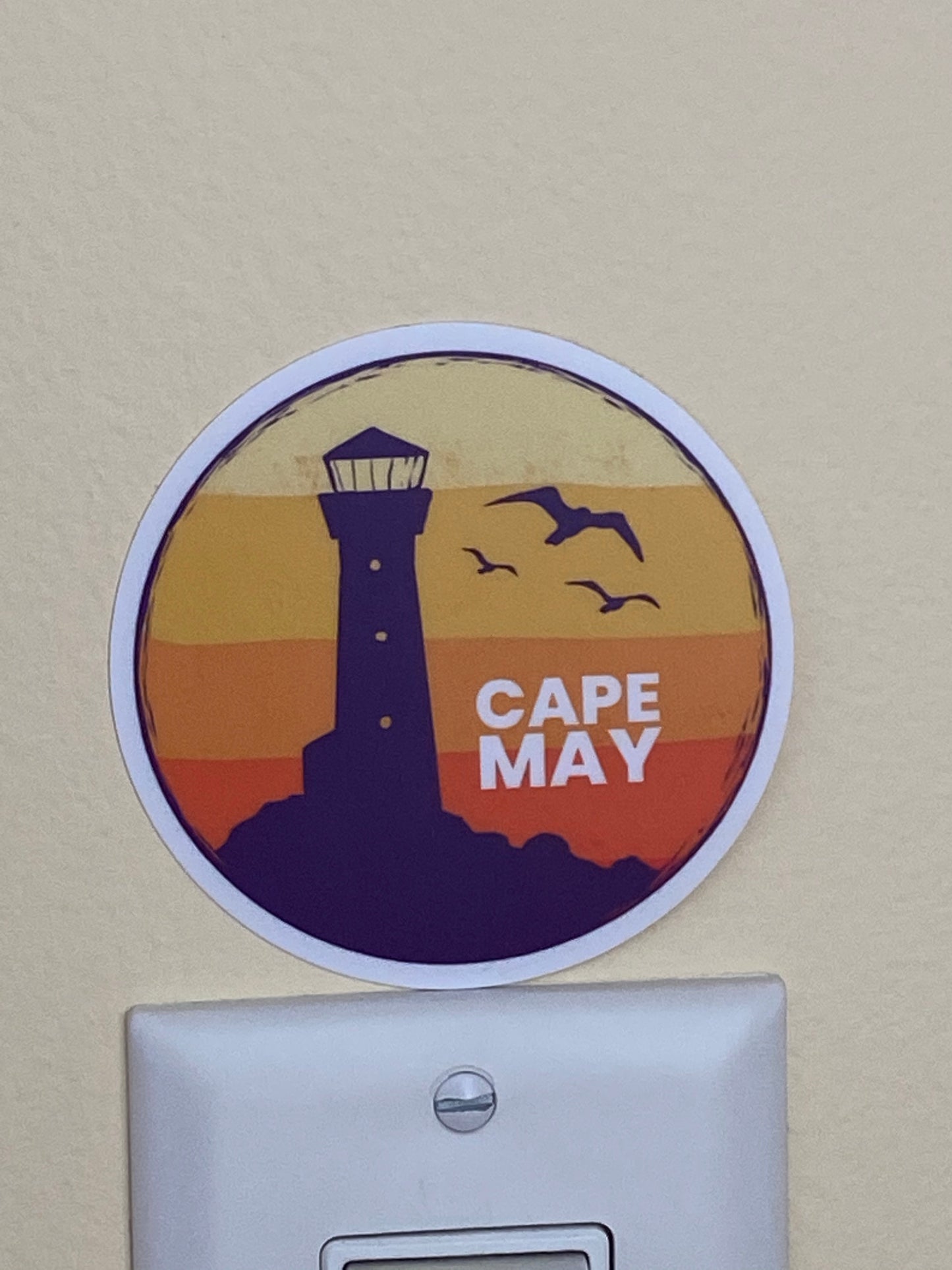 Cape May NJ lighthouse sticker - Jersey shore diamond beach wildwood whale watching