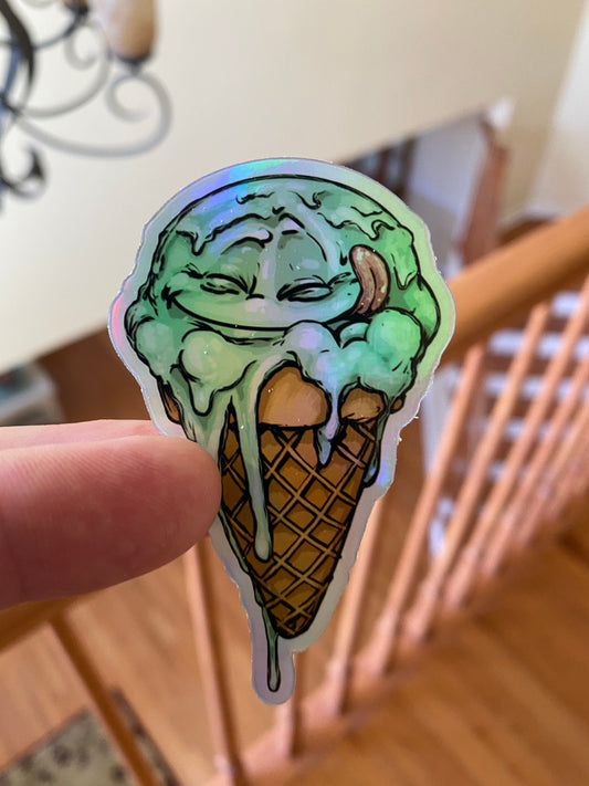 Ice Cream green holographic cute sticker ice cream farm fresh