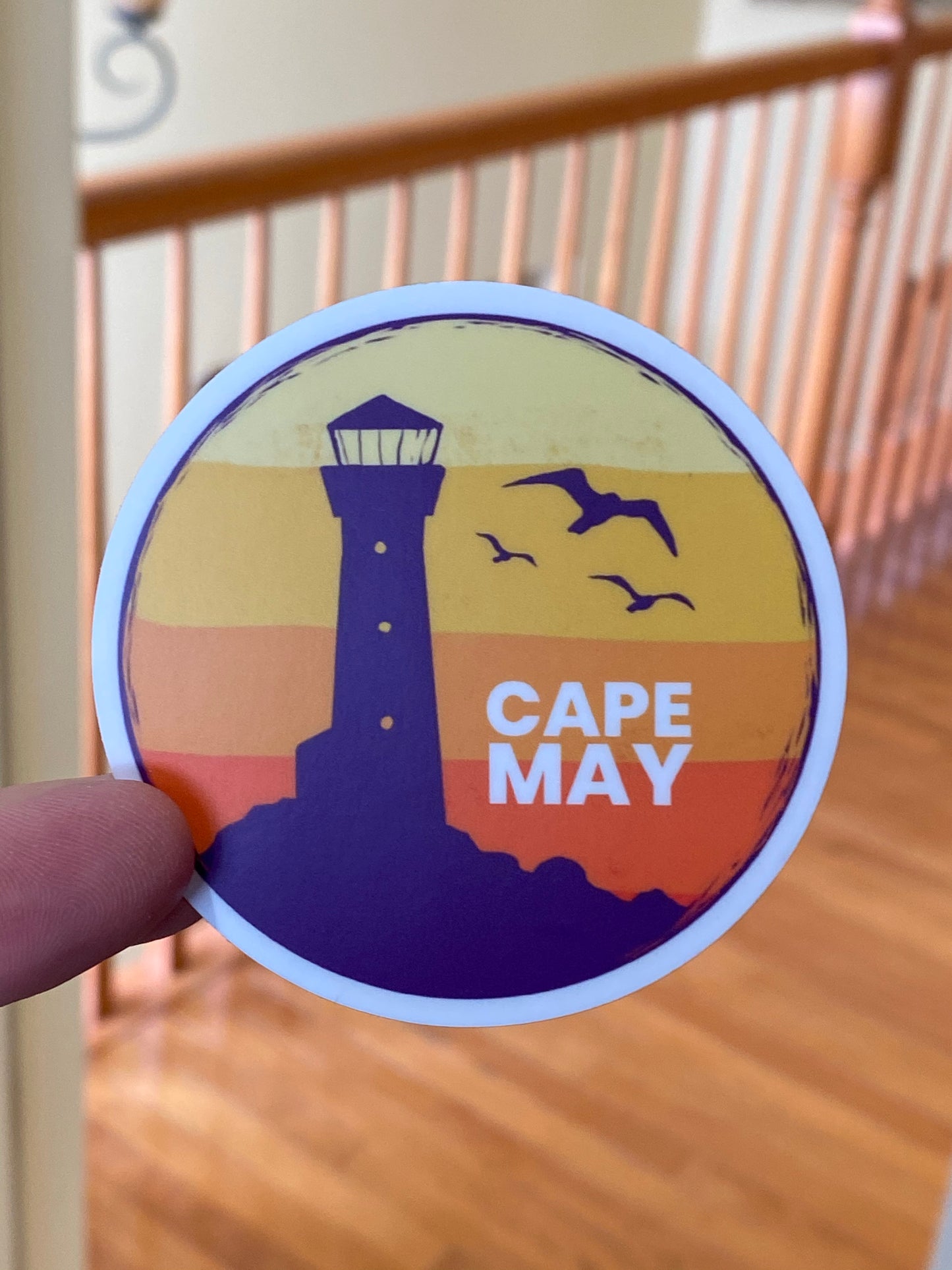 Cape May NJ lighthouse sticker - Jersey shore diamond beach wildwood whale watching