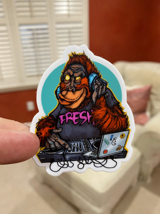 Graffiti DJ orangutan sticker - DJ sticker