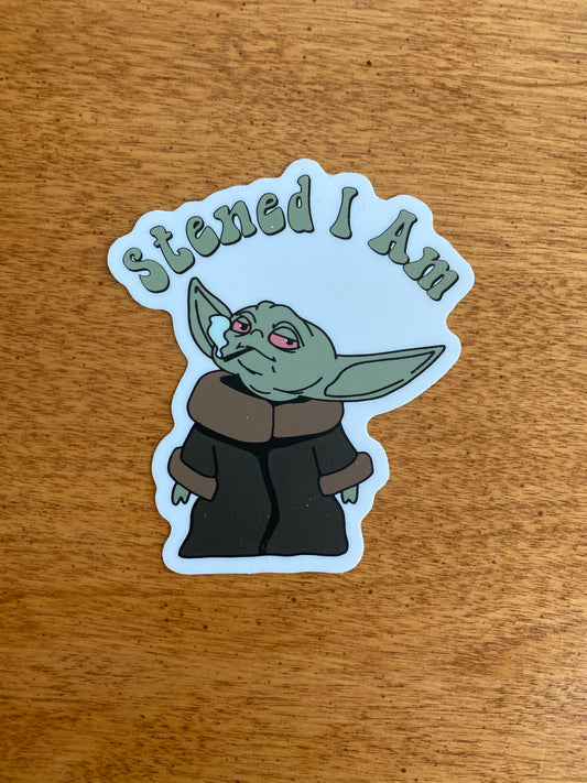 stoned i am baby yoda 420 sticker cute baby yoda sticker the child stickers 