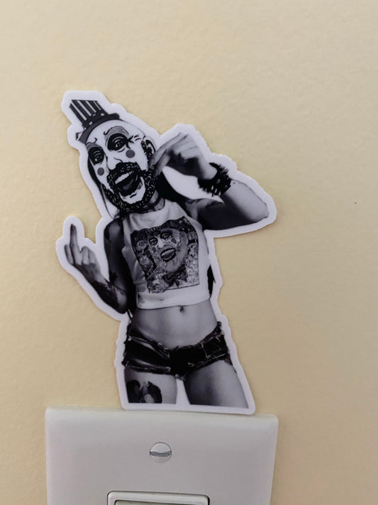 Captain Spaulding Penny Slice B&W original fan art sticker - devils rejects 3 from hell tutti fruti