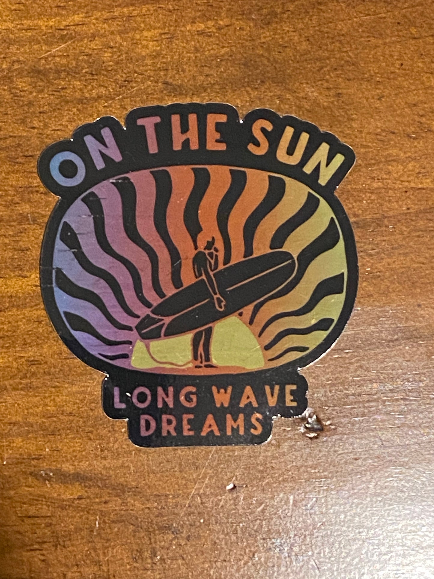 On the Sun - holographic surf sun sticker long wave dreams skull sticker