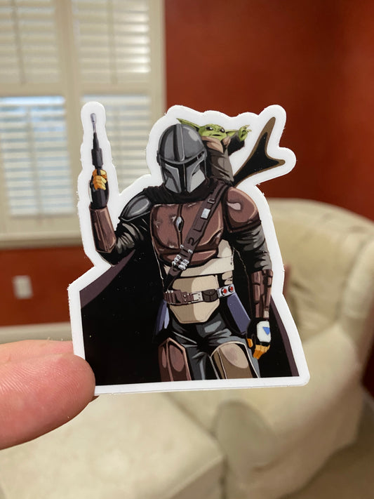 The child super cute sticker - mando Bobo fett